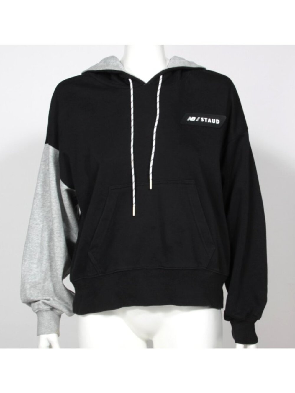 New Balance x Staud Two-Tone Colorblock Cotton-Blend Jersey Hoodie sz Small /149